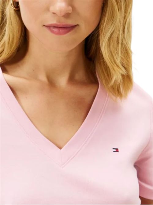 T-shirt slim fit scollo a v Tommy Hilfiger | WW0WW40584TPG